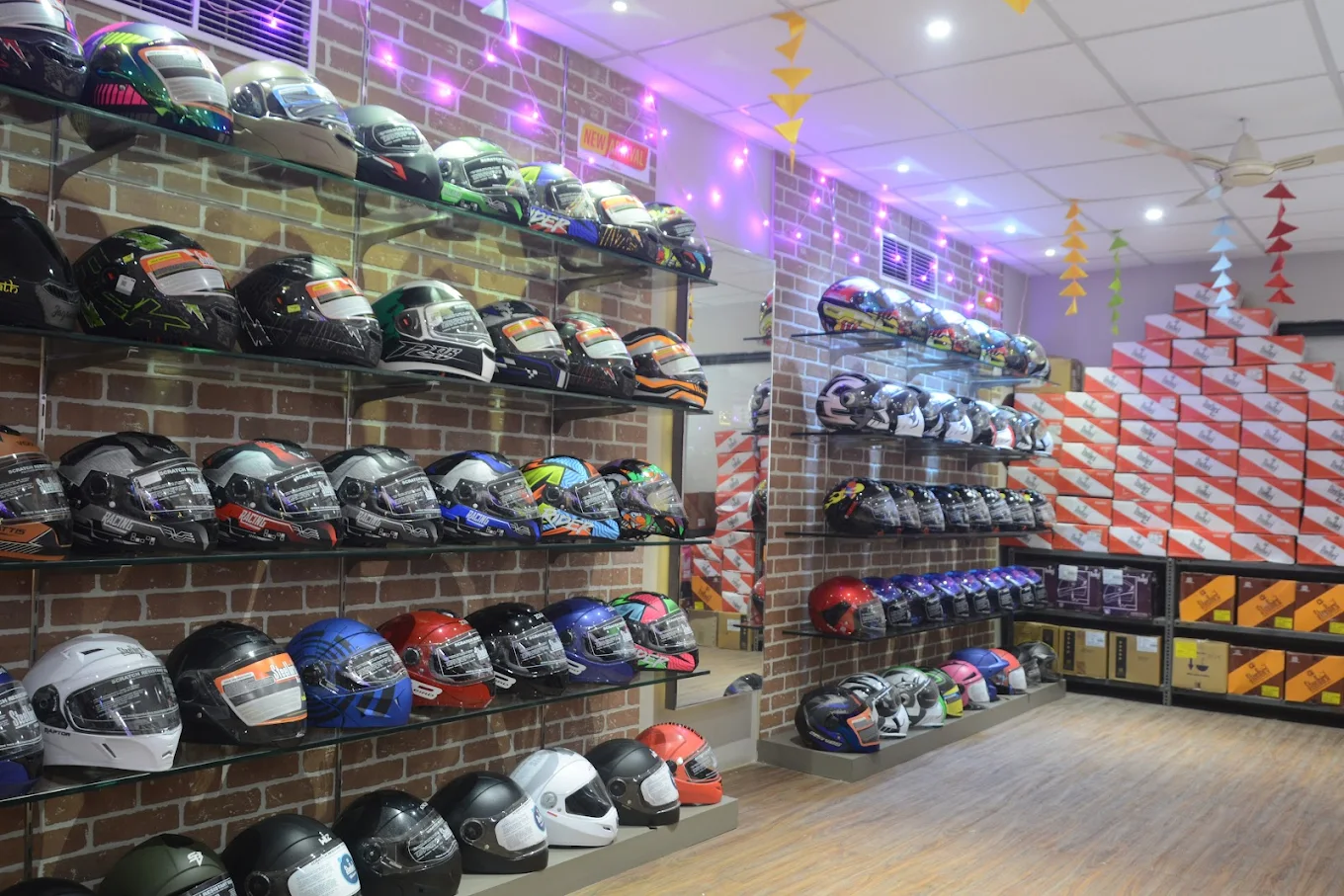 Saket Motorcycles helmet showroom